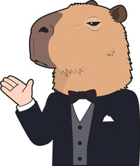 カピバラマスクを被ったタキシード男性