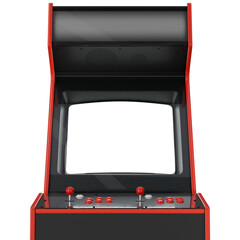 Generic Retro Arcade Machine or Cabinet for Two Players With Red Decorations. 3D Illustration