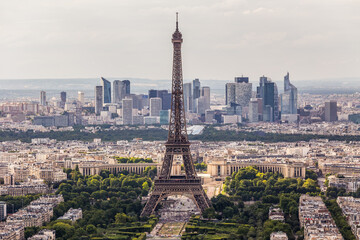 Panorama - Eiffel tower and La Defense district in Paris