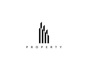 Skyscraper, residential building, real estate, architecture and cityscape logo design concept. Linear building icon.