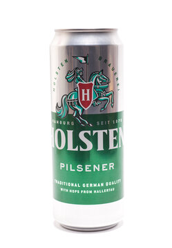 Light beer Holsten Pilsner isolated on white background