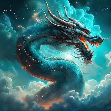 Chinese dragons in the sky