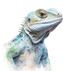 Fototapeta premium Watercolor collared lizard . Generative Ai