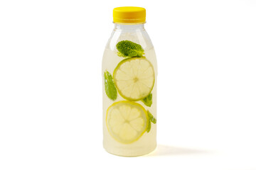 lemonade with lemon and mint on a white background for the site