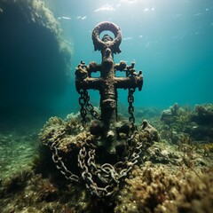 Anchor at the bottom of the sea