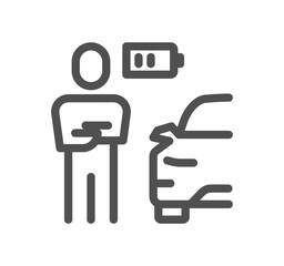 Car charging station related icon outline and linear symbol.	
