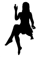 silhouette of a sitting girl illustration vector