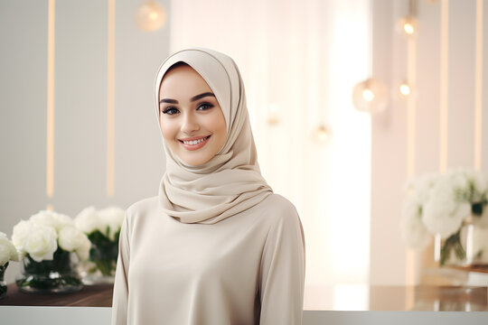 muslim employee smile wearing hijab