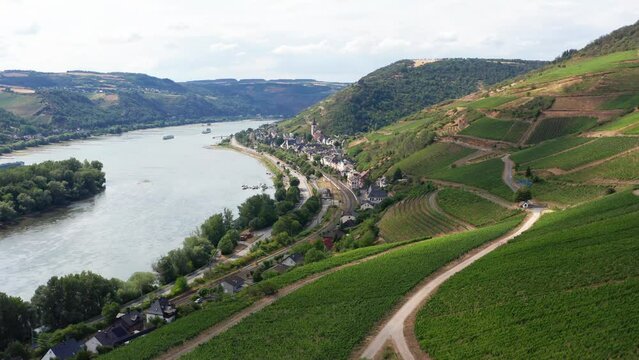 the town of lorch in of the famous german rheingau countryside 4k 30fps video