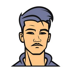 Obraz premium Bold Line Quirky Man minimal Avatar on white