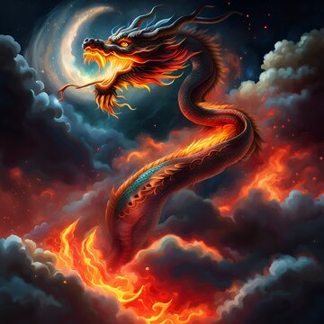 Chinese dragons in the sky
