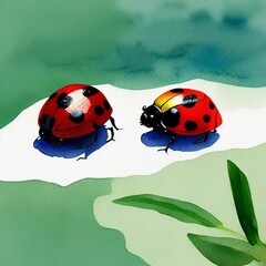 ladybugs on green leaf 