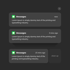 Phone notification window template. Smartphone message interface on a light background. Vector illustration. Smartphone. iMessages. We communicate. Vector illustration.