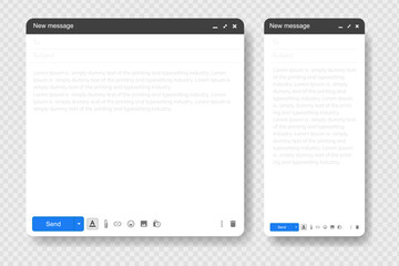 Blank window of Email, template vector illustration. Email message window. Modern flat style.