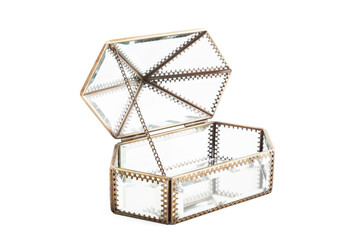 Beautiful decorative glass box isolated on white background with clipping path.
