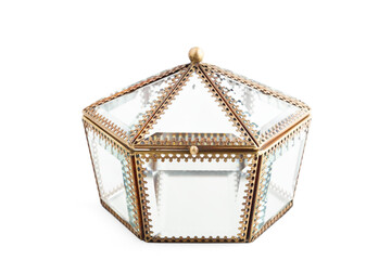 Beautiful decorative glass box isolated on white background with clipping path.