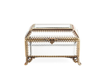 Beautiful decorative glass box isolated on white background with clipping path.