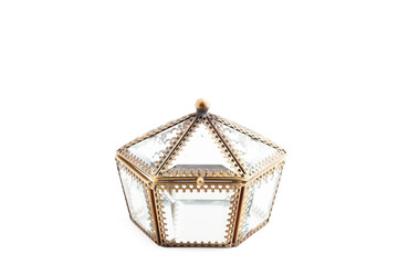 Beautiful decorative glass box isolated on white background with clipping path.