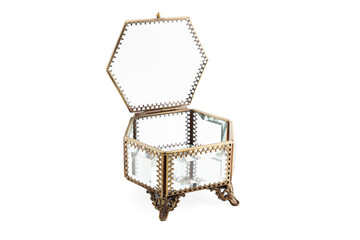 Beautiful decorative glass box isolated on white background with clipping path.