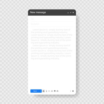 Blank window of Email, template vector illustration. Email message window. Modern flat style.