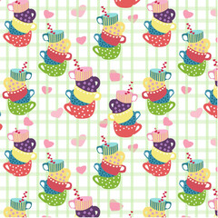 seamless pattern with colorful cups