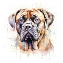 Obraz premium Watercolor mastiff. Generative Ai