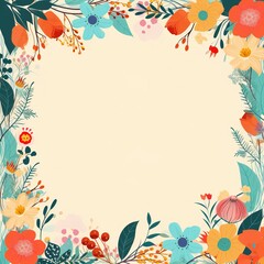 Fototapeta na wymiar Whimsical Blossoms Playful Multicolor Borders with Floral Accents