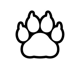 Paw icon. Cat, tiger, leopard, lion, etc. paw icon. Zoo, vet logo element. Paw with claws print vector symbol. Line style.