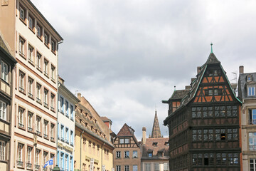 Fototapeta na wymiar Street in Strasbourg, France 
