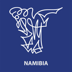 Abstract stroke map of Namibia for rugby tournament.
