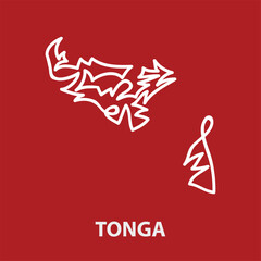 Abstract stroke map of Tonga for rugby tournament.