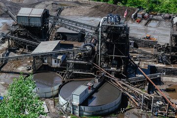 Ore dressing treatment plant, aerial view