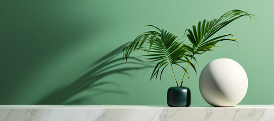 Palm Plant in Vase on Table - AI-Generated