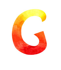 The letter G on a white background. Watercolor illustration, poster.