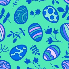 Easter eggs seamless cartoon stripes and polka dots pattern for fabrics and wrapping paper and kids clothes print