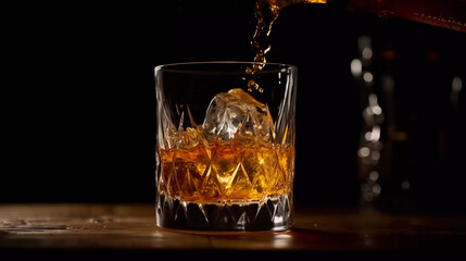 Indulge in Liquid Gold: Watch Whisky Magic Unfold as It Splashes into the Crystal Glass!