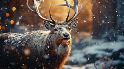 Christmas northern deer. Rudolph deer. 