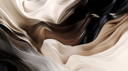 black, brown and beige abstract waves, Generative AI
