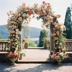 Fototapeta na wymiar Wedding floral arc.