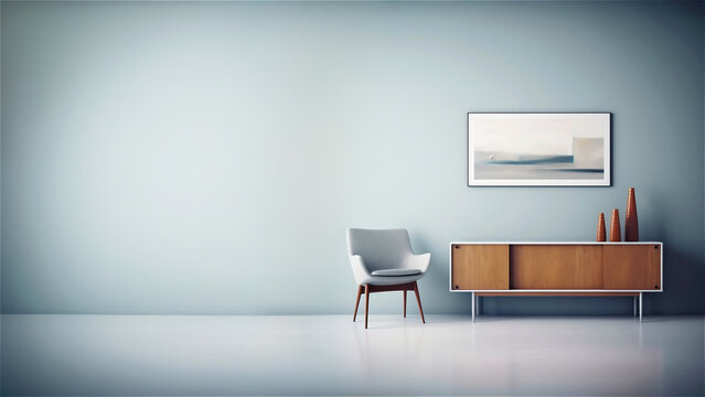 Furniture in a modern living room, copy space -AI-Generated