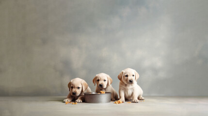 Labrador Puppies with Food - AI-Generated