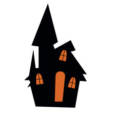 Haunted house silhouette cartoon vector illustration.