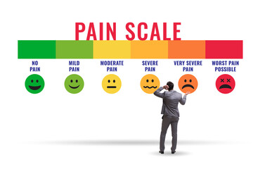 Concept of pain scale from moderate to strong