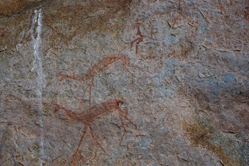 African bushmen petroglyph hunting antelope, Zimbabwe, Africa