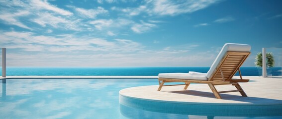 Fototapeta na wymiar Hotel summer pool. Illustration AI Generative