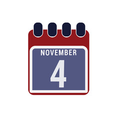 Calendar displaying day 4 ( fourth ) of the November - Day 4 of month. illustration