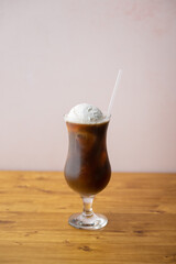 coffee float, japanese style iced coffee with vanilla ice cream