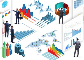 Businessman in business visualization and infographics concept