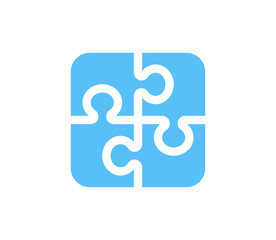 Jigsaw puzzle icon. Blue puzzle game icon. Autism symbol.