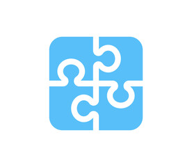 Jigsaw puzzle icon. Blue puzzle game icon. Autism symbol.